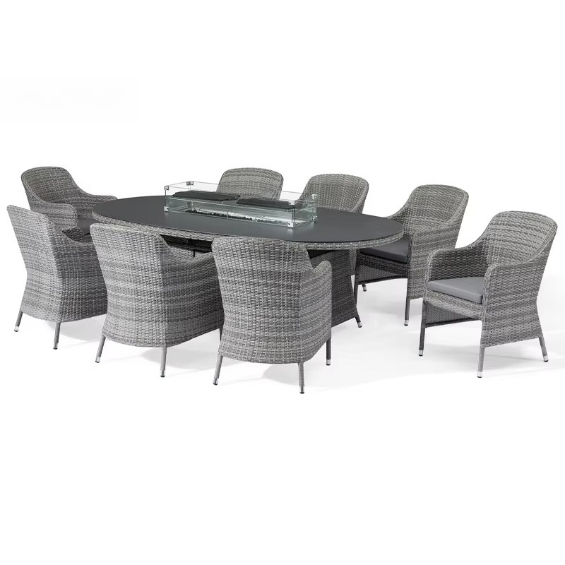 Outdoor Furniture Set With Fire Pit - 야외 가구 화덕 라탄 위커 알루미늄
