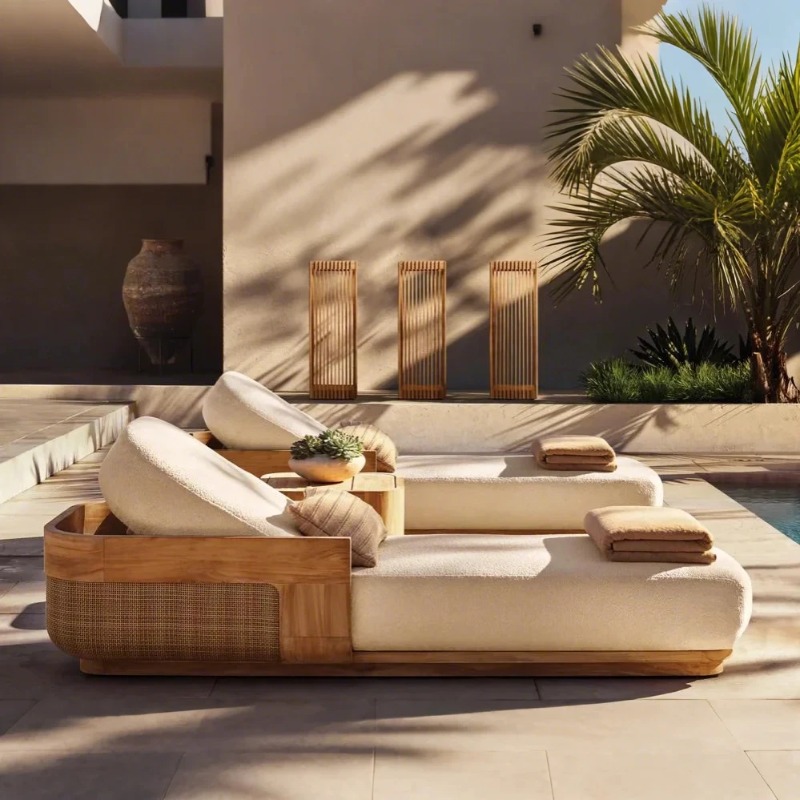 Outdoor Furniture Teak Wood - 선비치 라운지 의자 & 데이베드 세트,