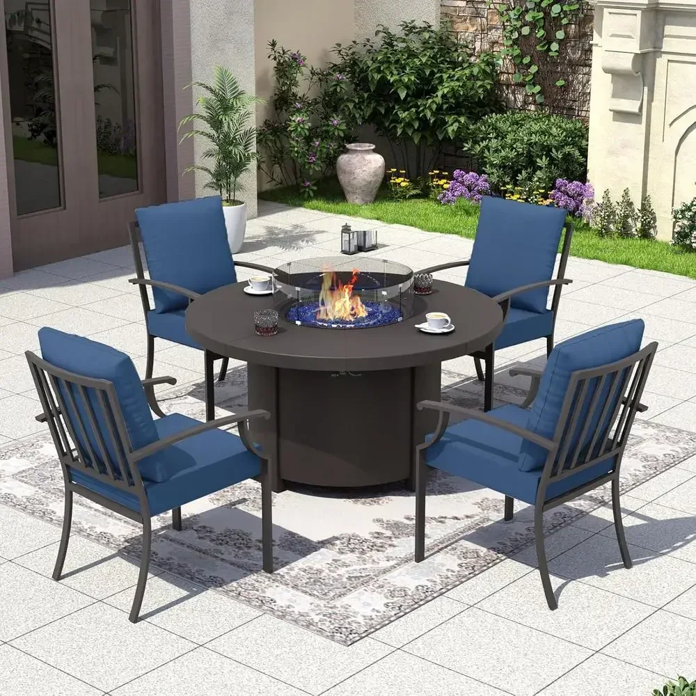 Outdoor Furniture Set With Fire Pit - 5피스 야외 파티오 가구 세트(원형 화덕