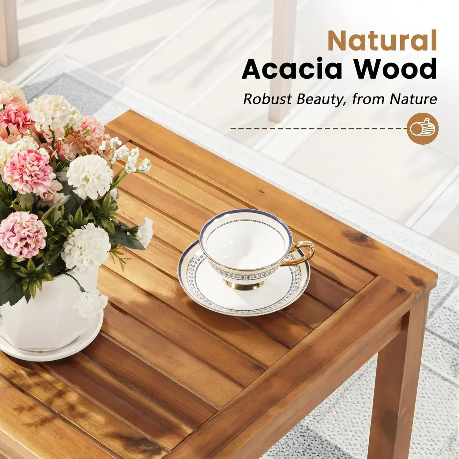 Outdoor Furniture Table And Chairs - 파티오 의자 3피스 아카시아 나무 파티오