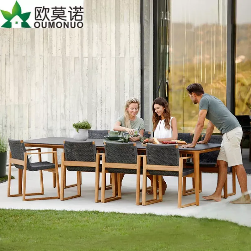Outdoor Furniture Teak Wood - 야외 라탄 티크 다이닝 세트 1