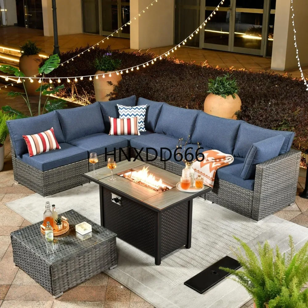 Outdoor Furniture Set With Fire Pit - 야외용 8피스 파티오 가구 세트 (화덕