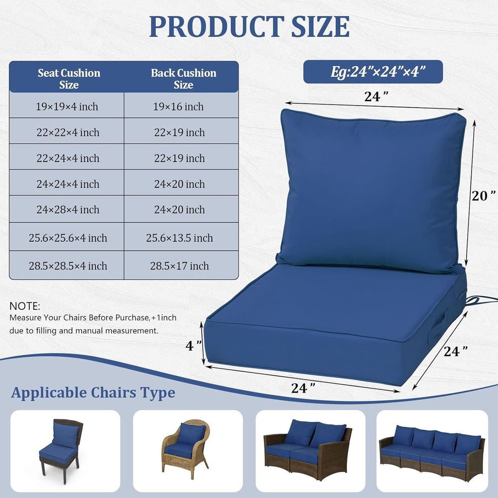 24x24 야외용 딥 시트 쿠션 4개 세트, 야외 가구 - Outdoor Furniture Replacement Fabric 리뷰 및 가격