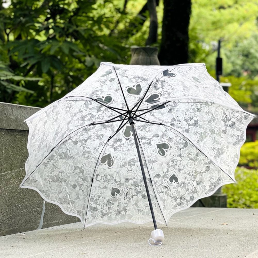 접이식 레이스 양산 투명한 사랑 자수 꽃 소녀 우산 대 - Parasol Umbrella Large 리뷰 및 가격