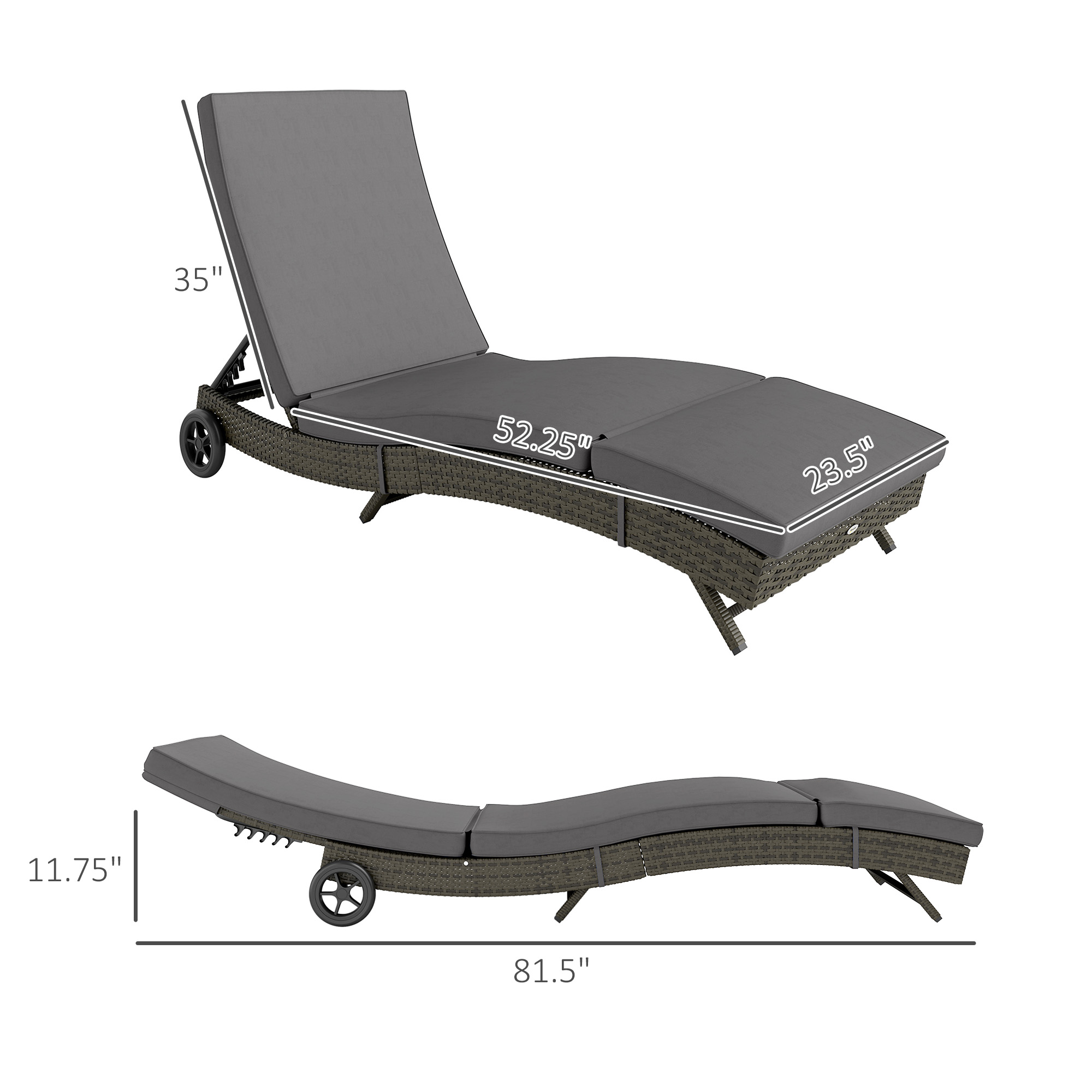 야외용 리클라이닝 라운지 의자, PE 위커, 바퀴 장착 - Outdoor Furniture Glides 리뷰 및 가격