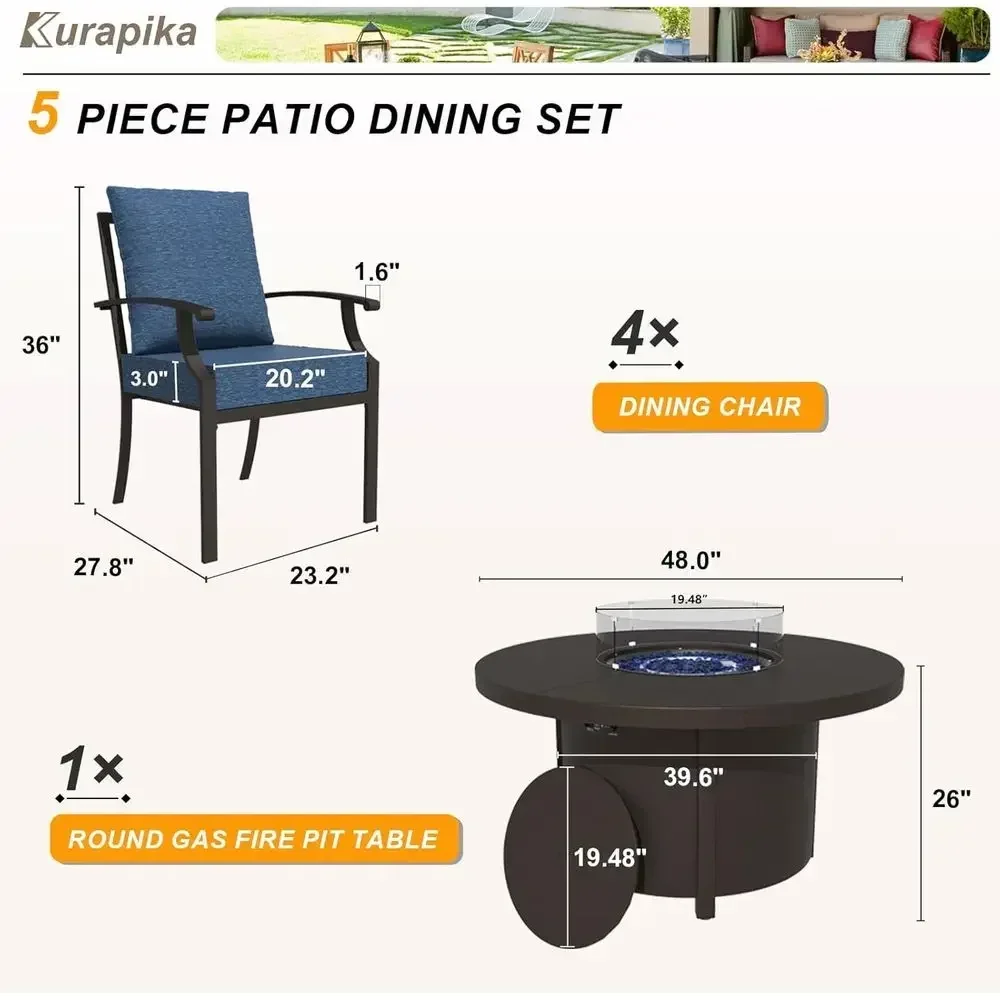 5피스 야외 파티오 가구 세트(원형 화덕 테이블 및 쿠 - Outdoor Furniture Set With Fire Pit 리뷰 및 가격