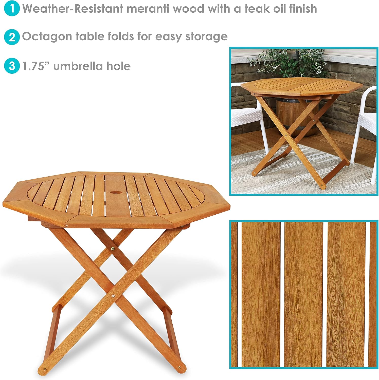 메란티 목재 접이식 야외 테이블, 뒷마당, 현관, 정원 - Outdoor Furniture Teak Wood 리뷰 및 가격