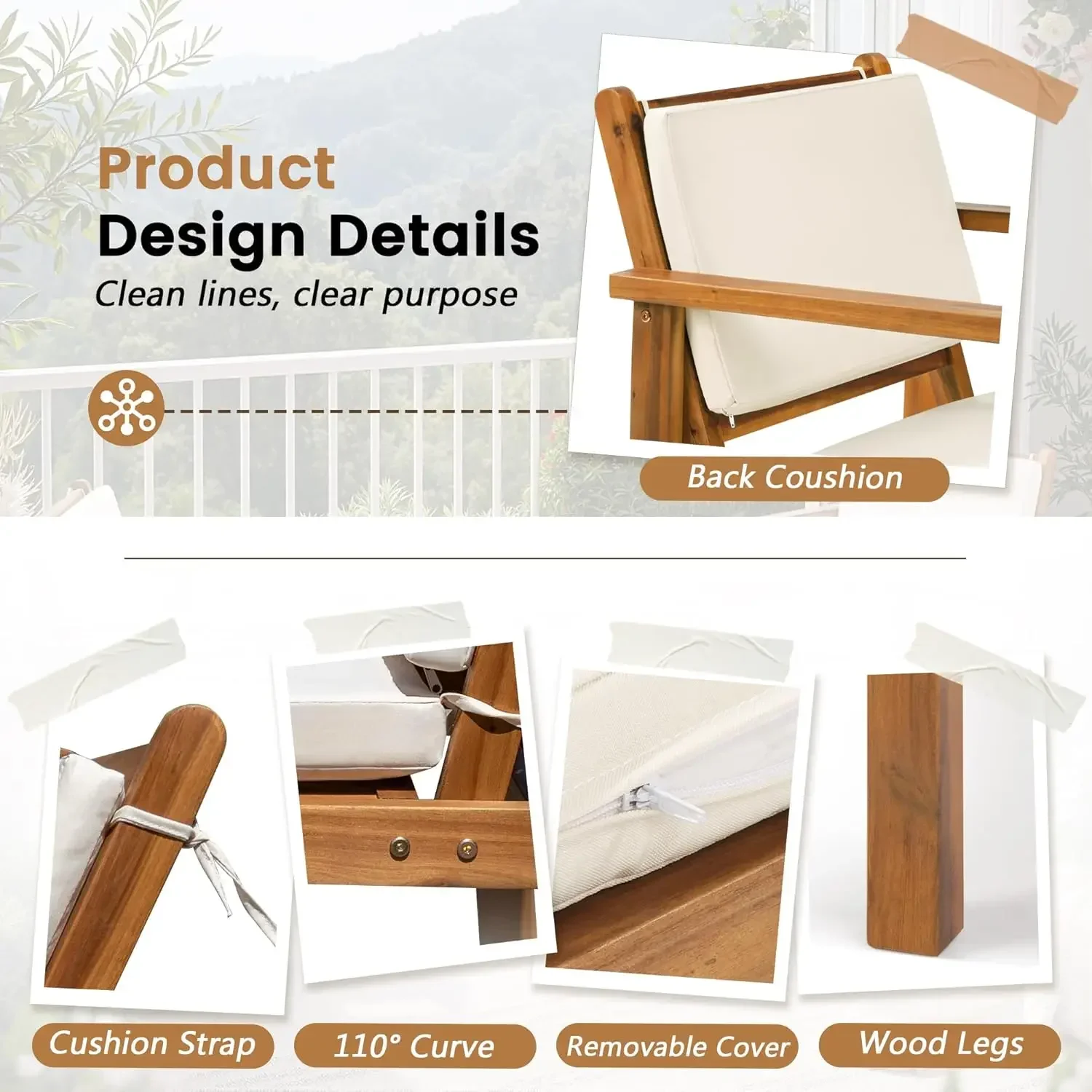 파티오 의자 3피스 아카시아 나무 파티오 가구(커피 테 - Outdoor Furniture Table And Chairs 리뷰 및 가격