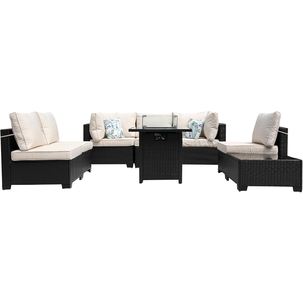 8피스 파티오 가구 라탄 위커 야외 섹셔널 소파(28인 - Outdoor Furniture Set With Fire Pit 리뷰 및 가격