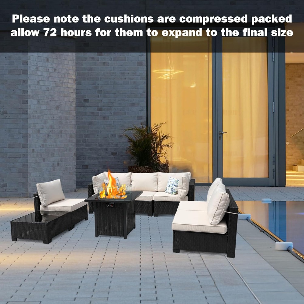 8피스 파티오 가구 라탄 위커 야외 섹셔널 소파(28인 - Outdoor Furniture Set With Fire Pit 리뷰 및 가격