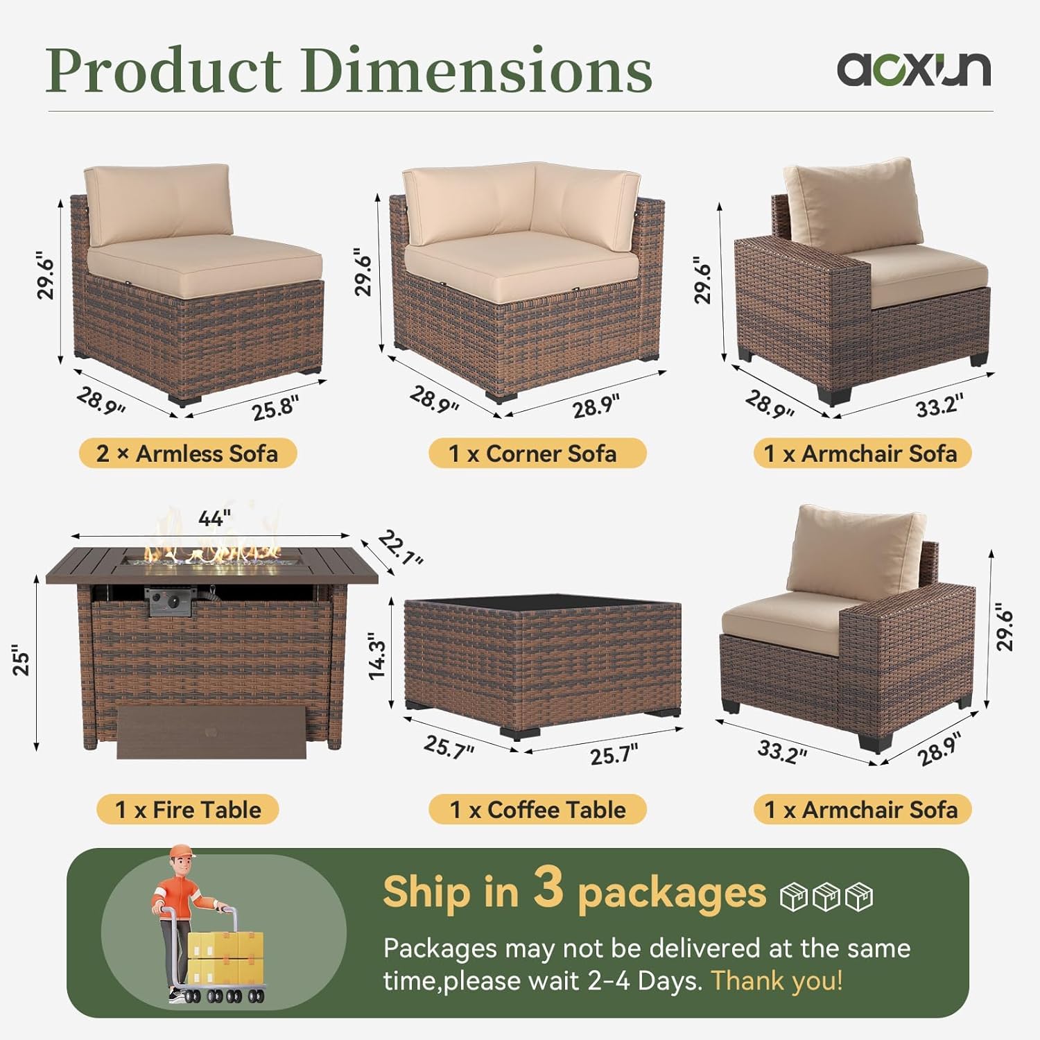 넓은 팔걸이와 44인치 화덕 테이블이 포함된 7피스 파 - Outdoor Furniture Set With Fire Pit 리뷰 및 가격