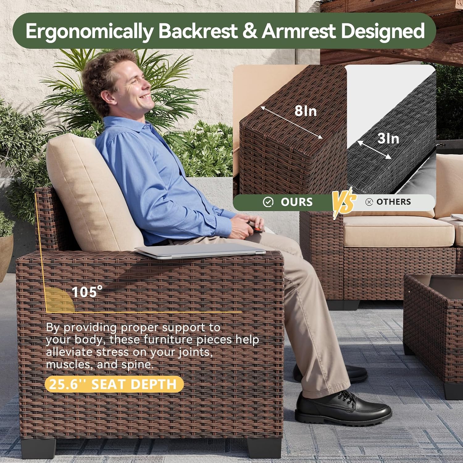 넓은 팔걸이와 44인치 화덕 테이블이 포함된 7피스 파 - Outdoor Furniture Set With Fire Pit 리뷰 및 가격