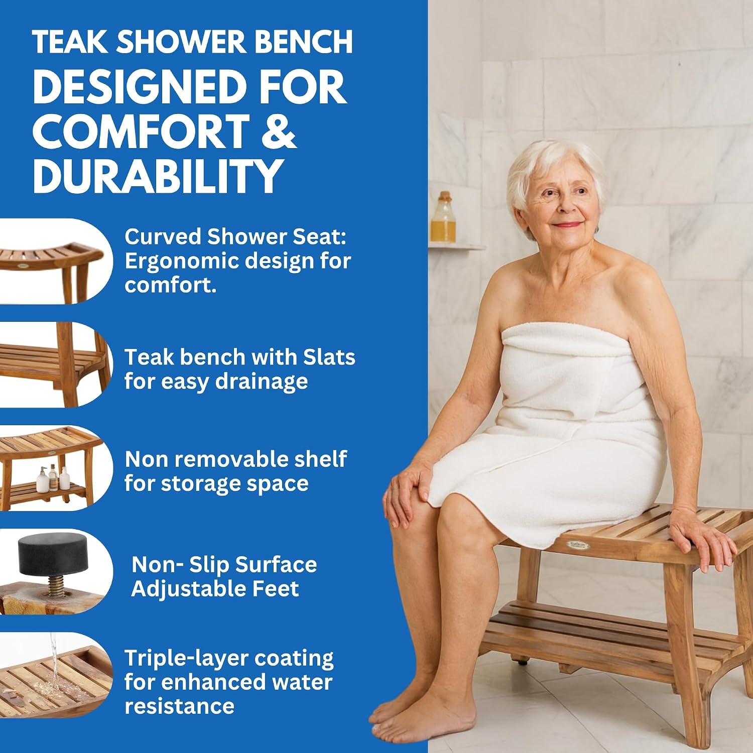 티크 목재 샤워 벤치 스파 욕조 샤워 스툴 수납 선반  - Outdoor Furniture Teak Wood 리뷰 및 가격