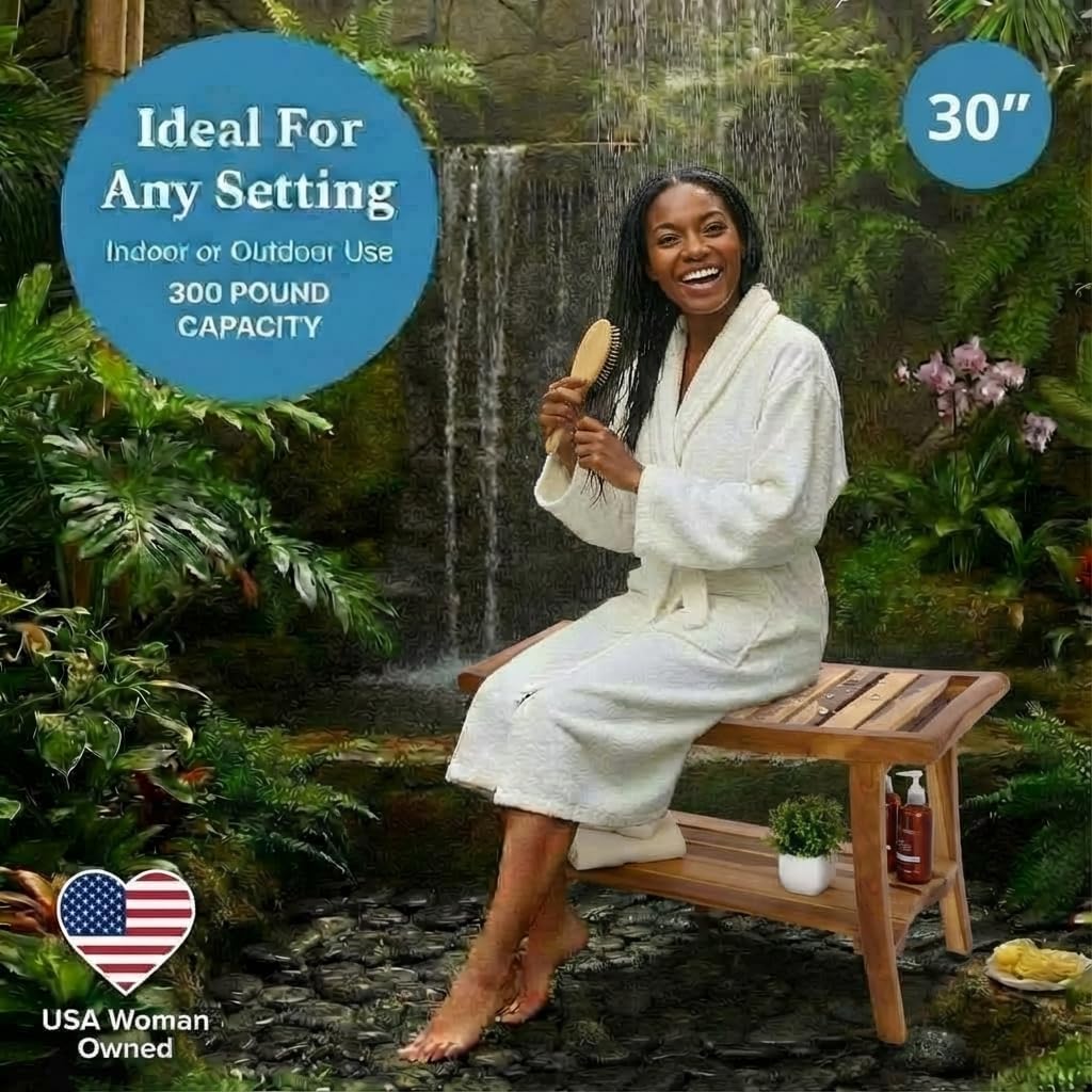 티크 목재 샤워 벤치 스파 욕조 샤워 스툴 수납 선반  - Outdoor Furniture Teak Wood 리뷰 및 가격