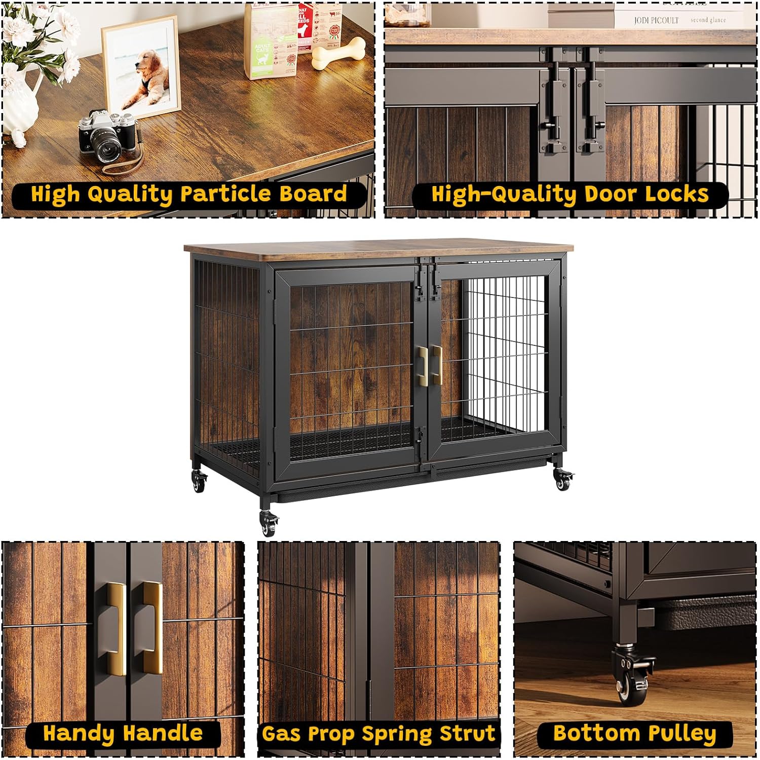 37.5인치 나무로 만든 강아지 케이지 가구, 바퀴 포 - Outdoor Furniture Glides 리뷰 및 가격