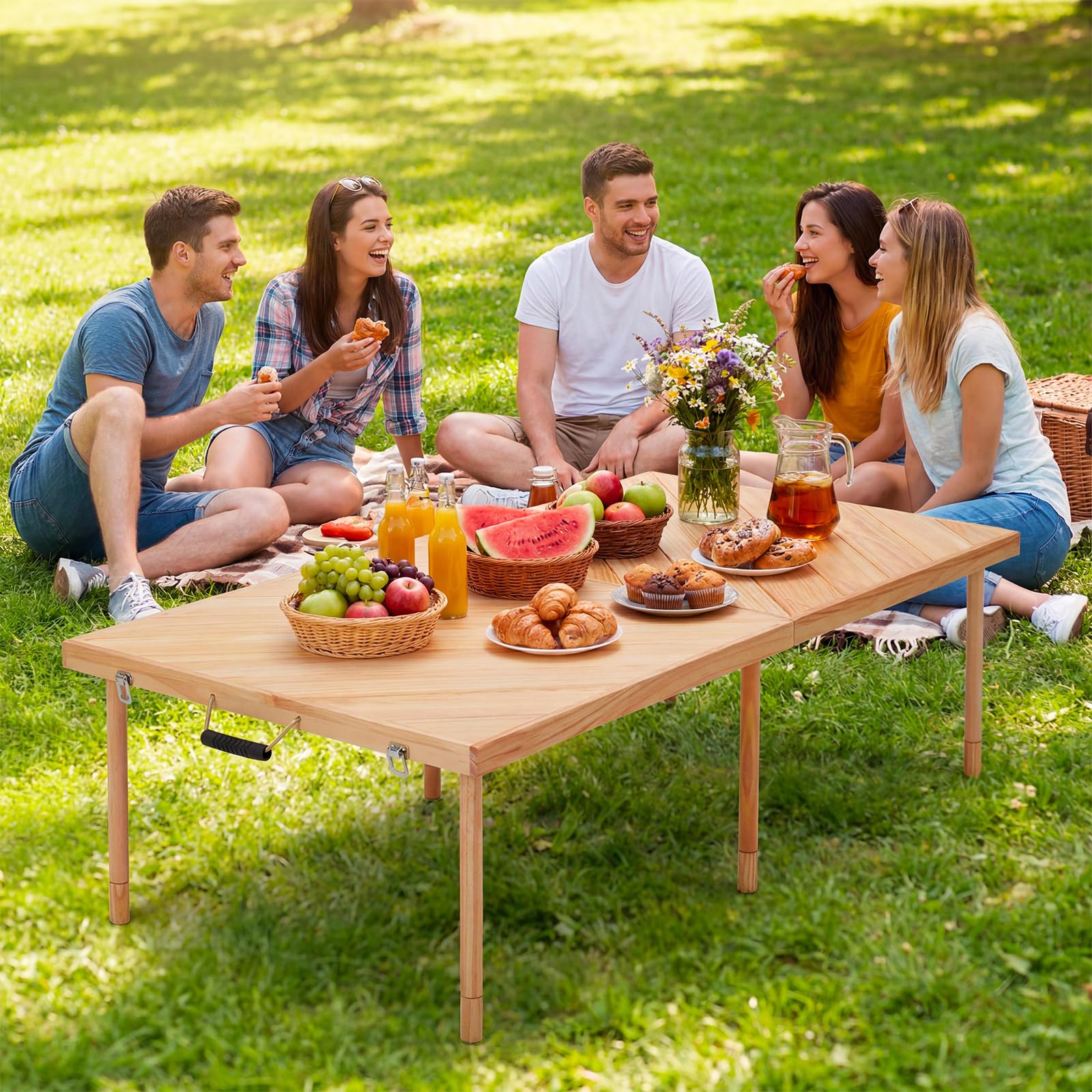 야외용 접이식 피크닉 테이블 60 X 30인치, 컴팩트 - Outdoor Furniture Usa 리뷰 및 가격