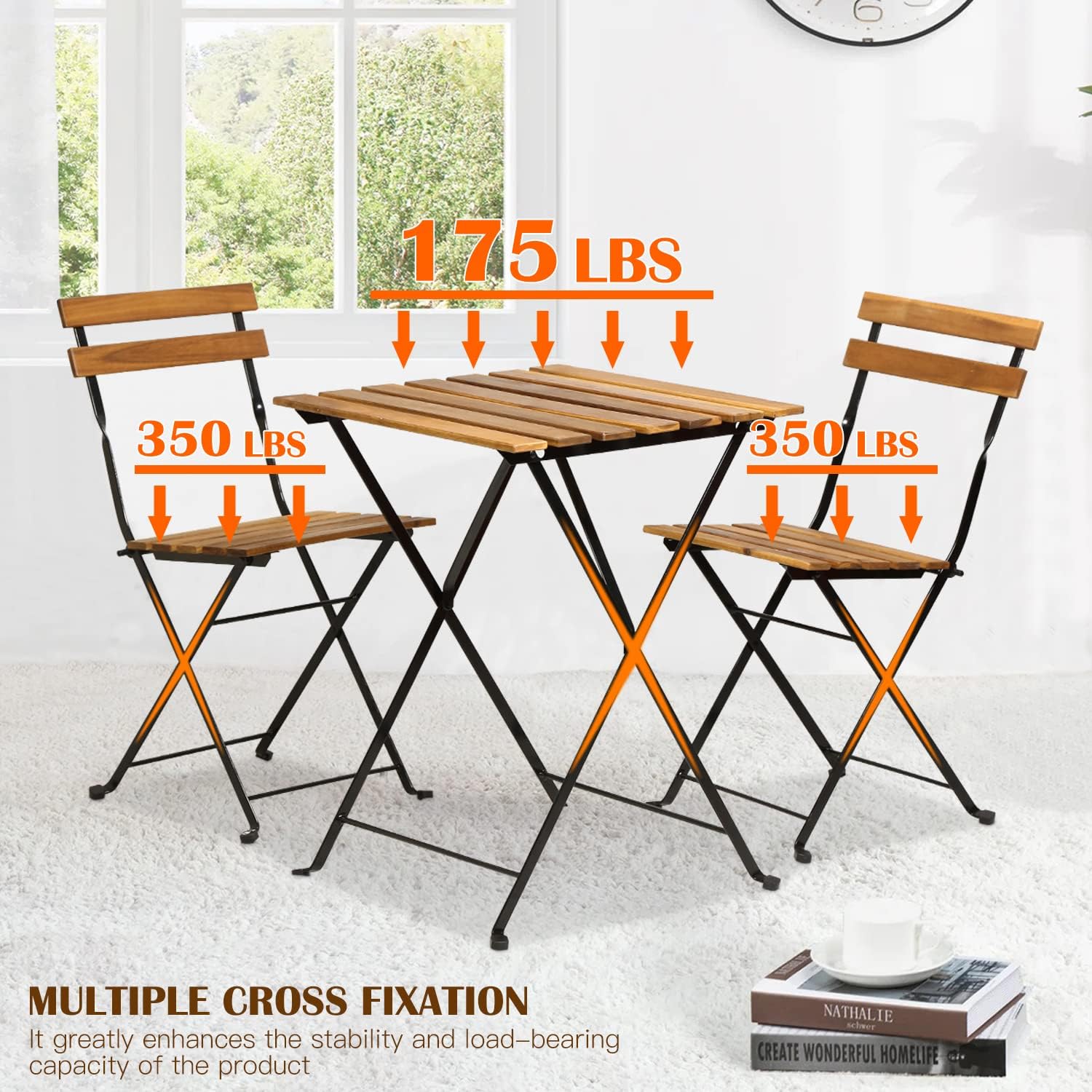 천연 나무 3피스 접이식 파티오 비스트로 세트(테이블  - Outdoor Furniture Table And Chairs 리뷰 및 가격