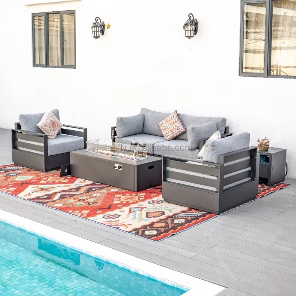 빌라 호텔 야외 가구 세트 모던 알루미늄 정원 가구 소 - Outdoor Furniture Set With Fire Pit 리뷰 및 가격