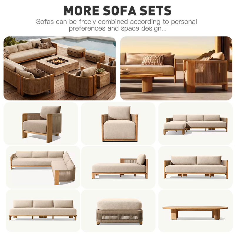 티크 로프 섹셔널 소파 세트 가구 정원 소파 티크 야외 - Outdoor Furniture Teak Wood 리뷰 및 가격