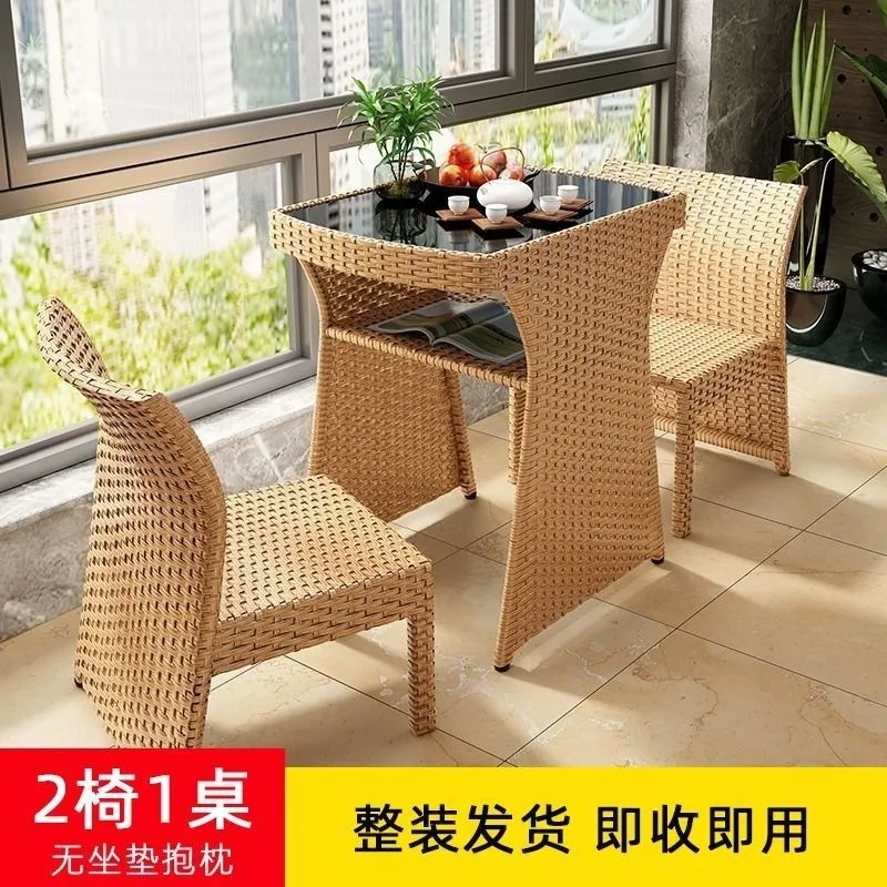 창의적인 야외 발코니 테이블 및 의자 세트 3피스 라탄 - Outdoor Furniture Table And Chairs 리뷰 및 가격