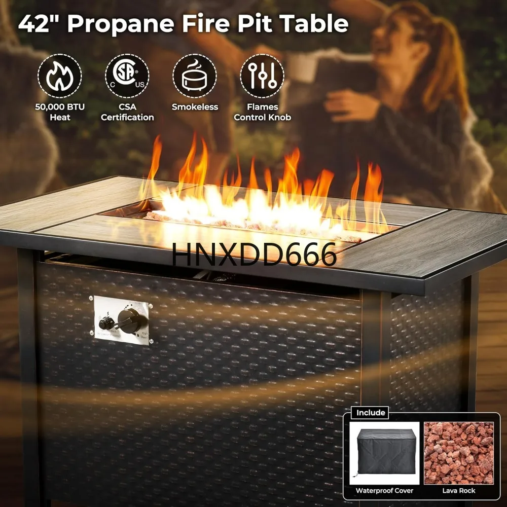 야외용 8피스 파티오 가구 세트 (화덕 테이블 포함), - Outdoor Furniture Set With Fire Pit 리뷰 및 가격