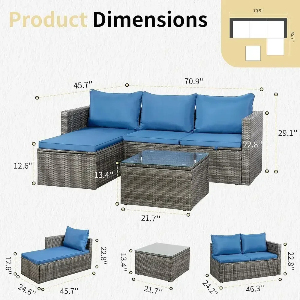 4피스 야외용 위커 파티오 가구 세트, 43인치 프로판 - Outdoor Furniture Set With Fire Pit 리뷰 및 가격