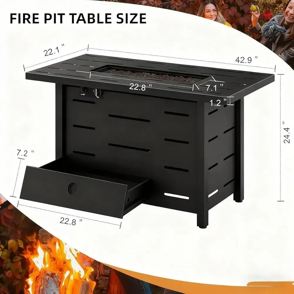 4피스 야외용 위커 파티오 가구 세트, 43인치 프로판 - Outdoor Furniture Set With Fire Pit 리뷰 및 가격