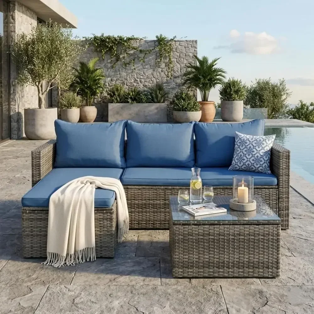 4피스 야외용 위커 파티오 가구 세트, 43인치 프로판 - Outdoor Furniture Set With Fire Pit 리뷰 및 가격